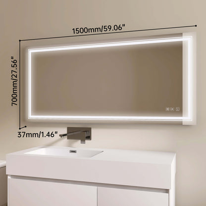 Medunjess 59'' Luminelle LED Mirror Adjustable brightness and color temperature