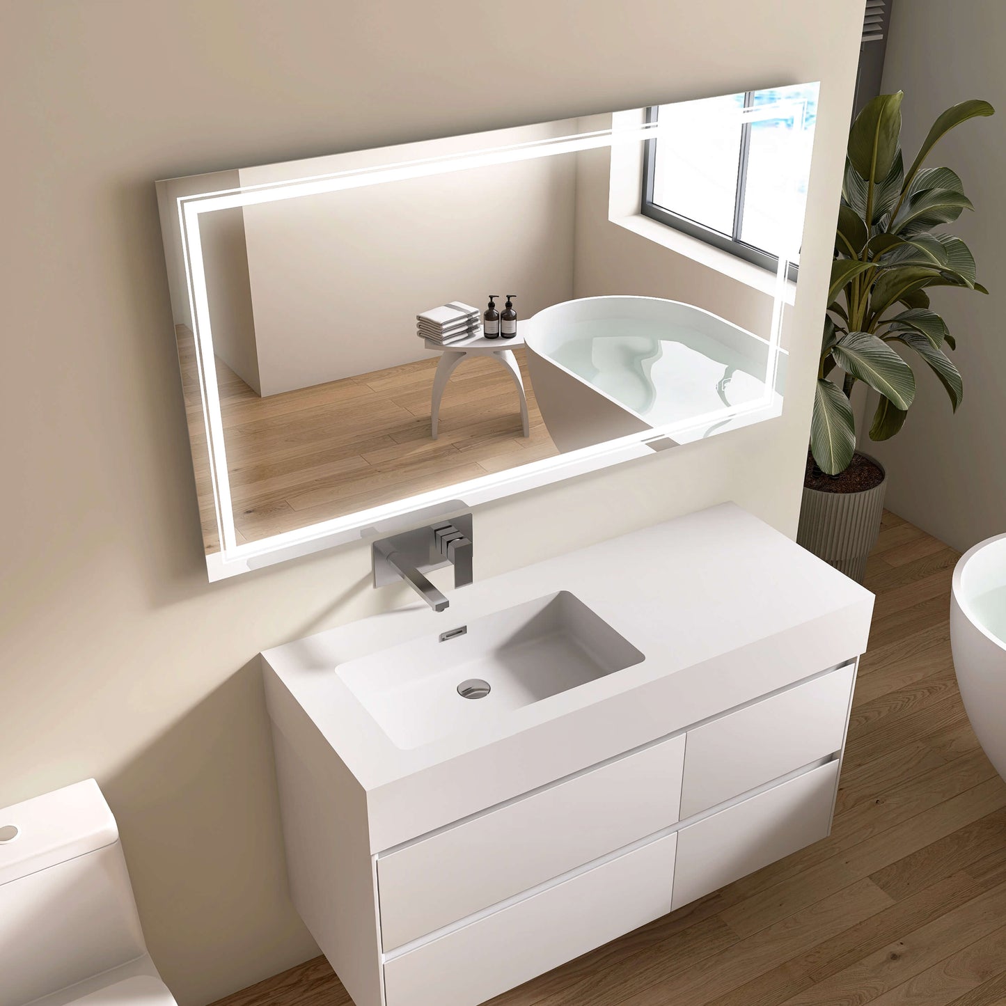 Medunjess 55'' Luminelle LED Mirror Adjustable brightness and color temperature