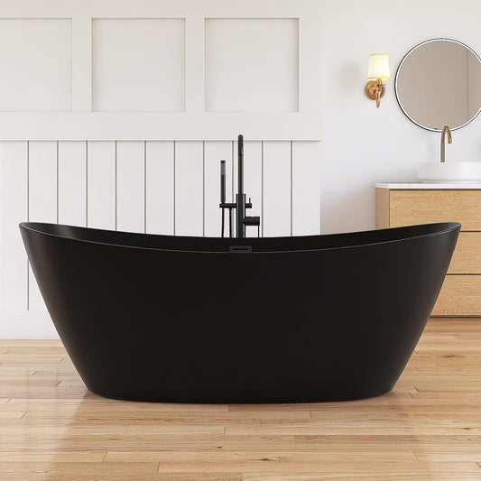 Medunjess 71'' Terra Freestanding Tub Deep Soaking Acrylic Bathtub