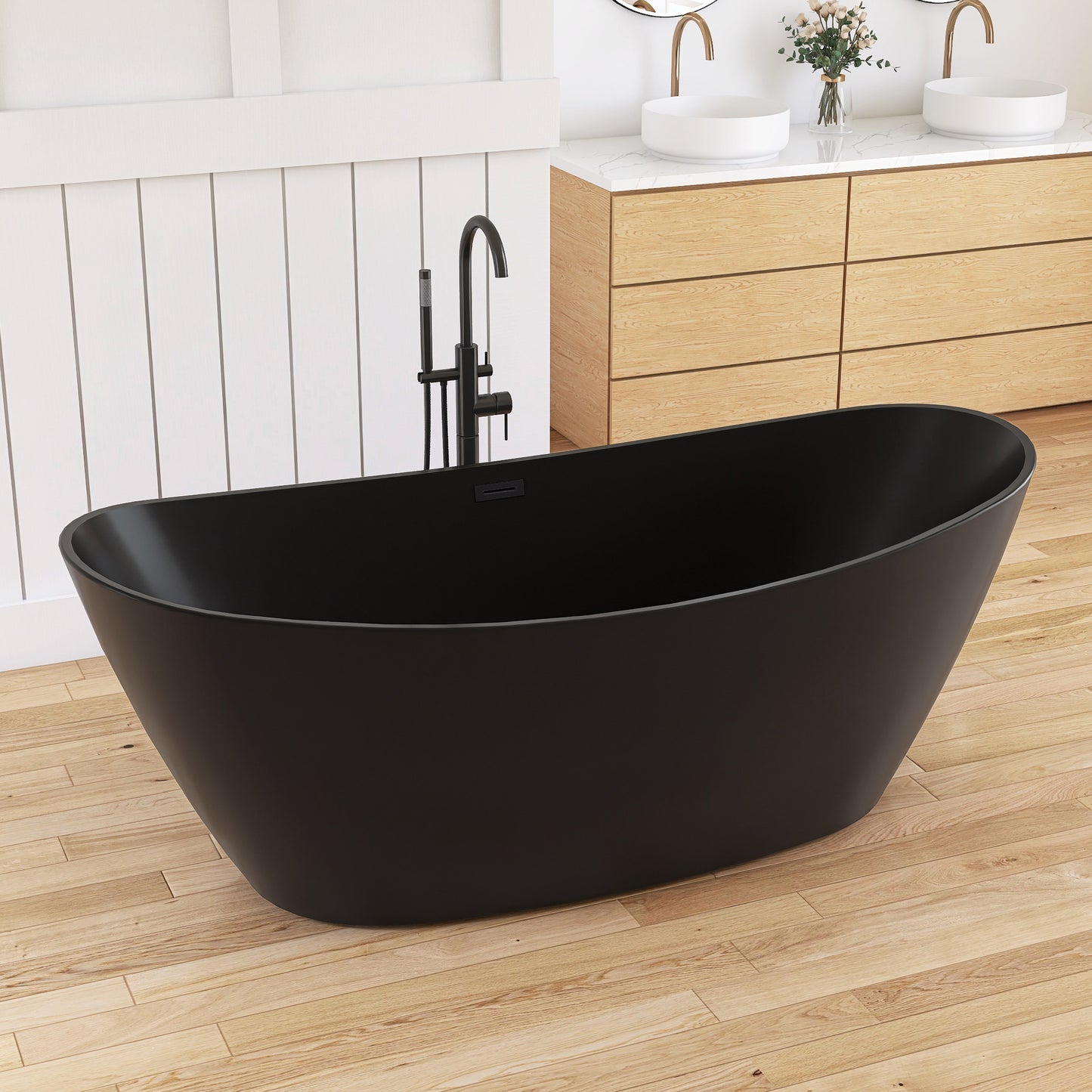 Medunjess 71'' Terra Freestanding Tub Deep Soaking Acrylic Bathtub