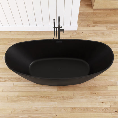 Medunjess 71'' Terra Freestanding Tub Deep Soaking Acrylic Bathtub