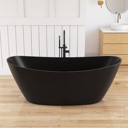 Medunjess 71'' Terra Freestanding Tub Deep Soaking Acrylic Bathtub