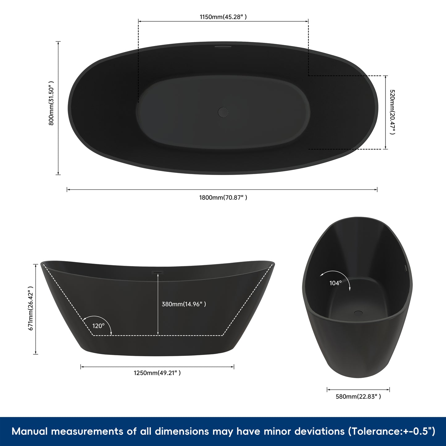 Medunjess 71'' Terra Freestanding Tub Deep Soaking Acrylic Bathtub