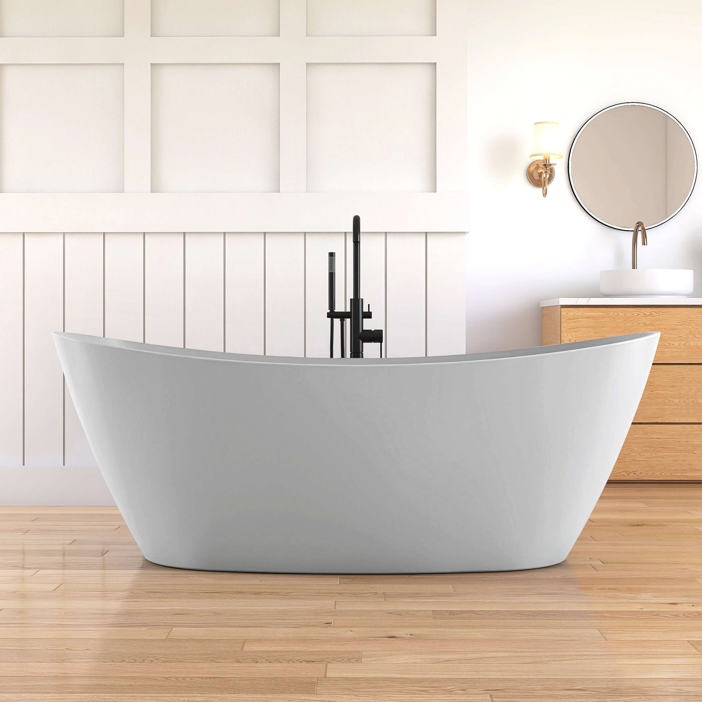 Medunjess 71'' Arc Freestanding acrylic bathtub