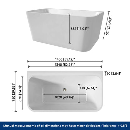 Medunjess 55” Serenity Freestanding acrylic bathtub