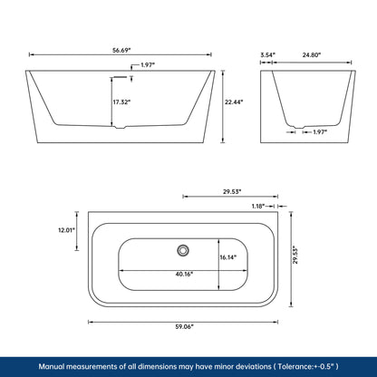 Medunjess 59'' Serenity Freestanding acrylic bathtub