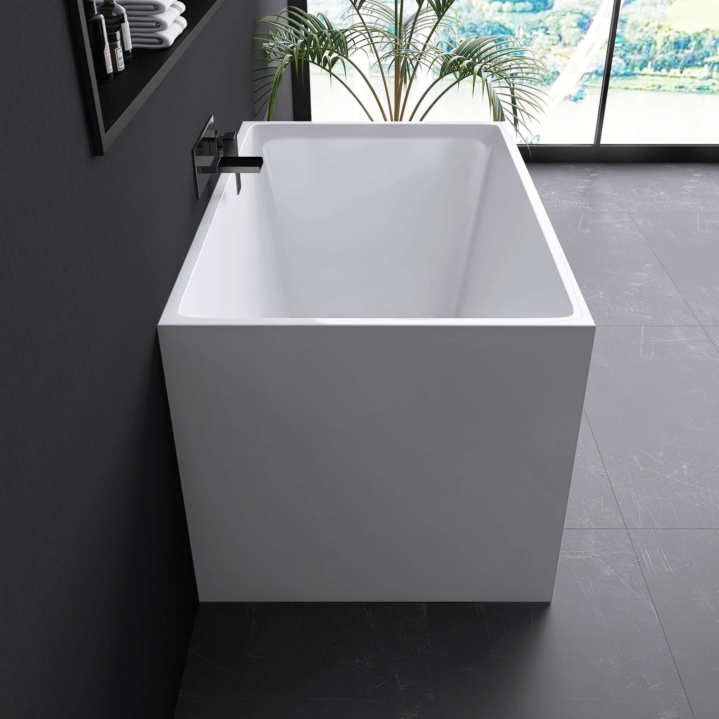 Medunjess 43'' Soak Freestanding acrylic bathtub No bench