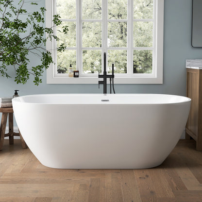 Medunjess 67" Acrylic Massage Bathtub with Whirlpool Jets for Deep Relaxation