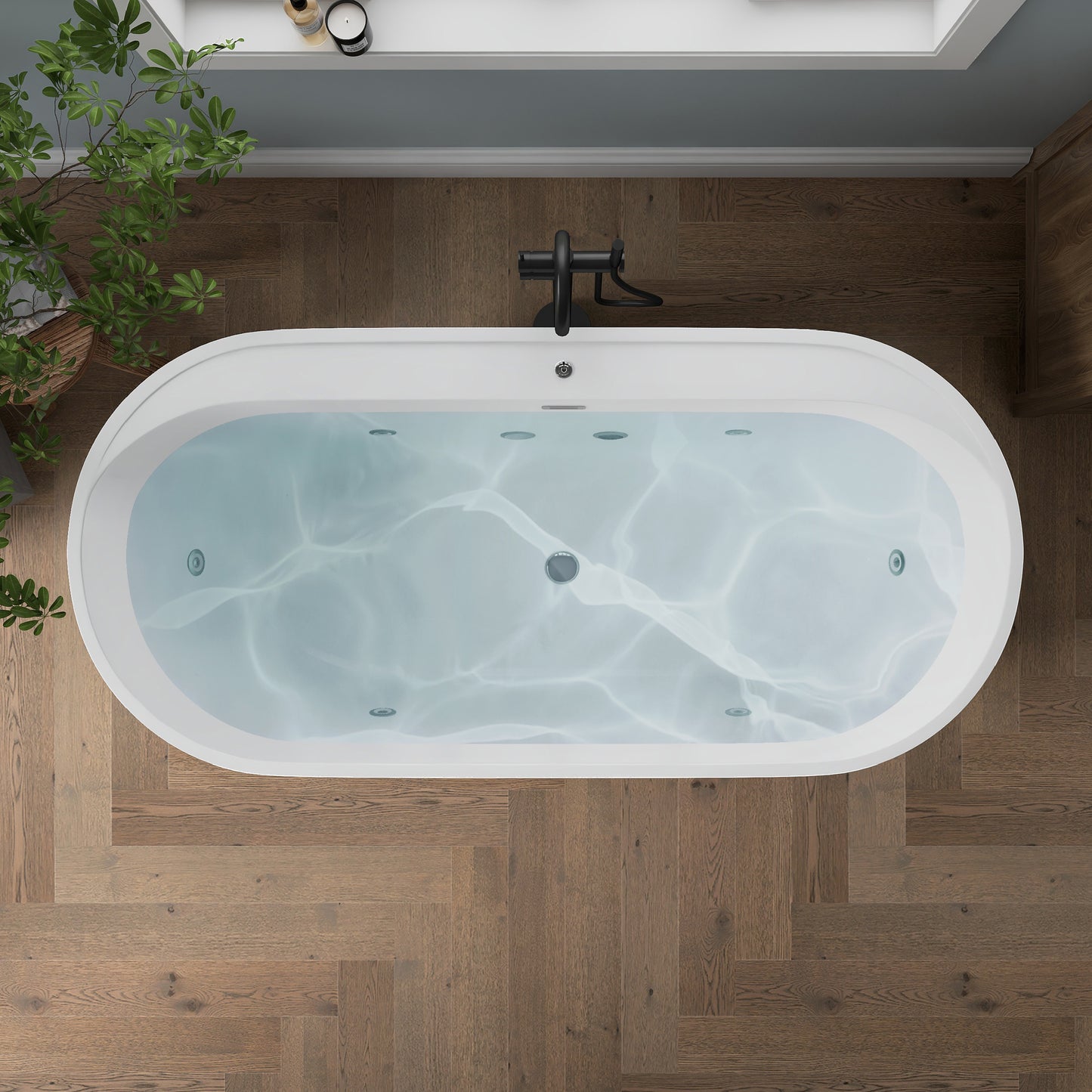 Medunjess 67" Acrylic Massage Bathtub with Whirlpool Jets for Deep Relaxation