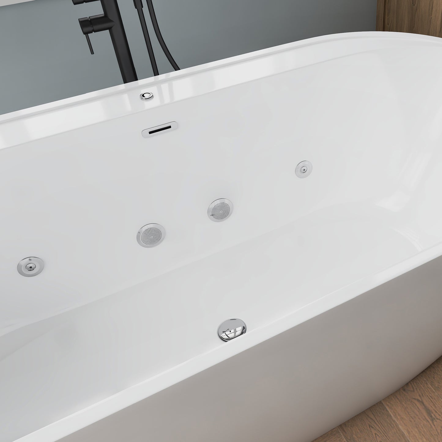 Medunjess 67" Acrylic Massage Bathtub with Whirlpool Jets for Deep Relaxation