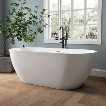 Medunjess 67" Acrylic Massage Bathtub with Whirlpool Jets for Deep Relaxation