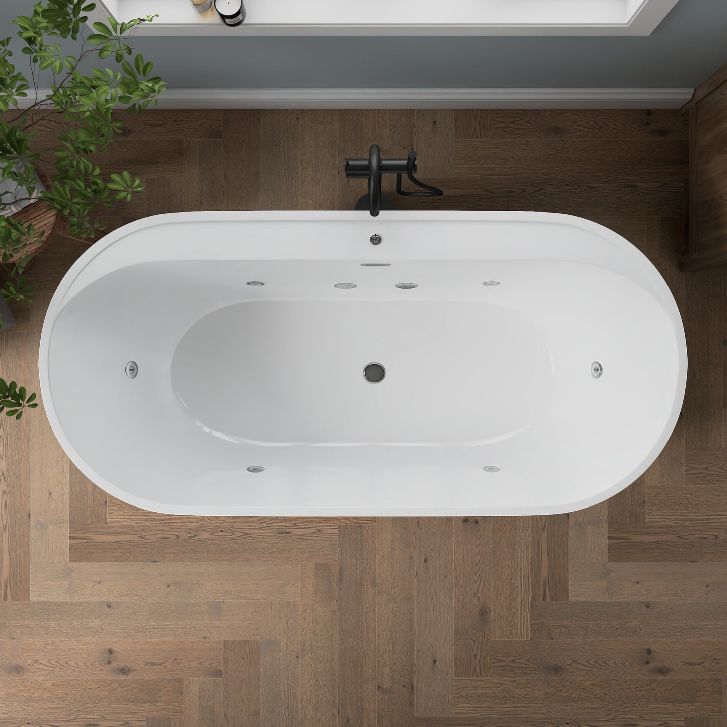 Medunjess 67" Acrylic Massage Bathtub with Whirlpool Jets for Deep Relaxation