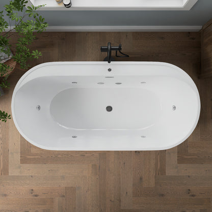 Medunjess 67" Acrylic Massage Bathtub with Whirlpool Jets for Deep Relaxation