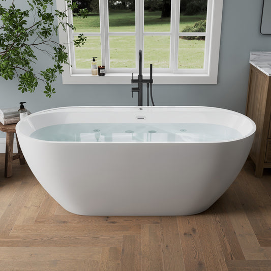 Medunjess 67" Acrylic Massage Bathtub with Whirlpool Jets for Deep Relaxation