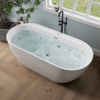 Medunjess 67" Acrylic Massage Bathtub with Whirlpool Jets for Deep Relaxation