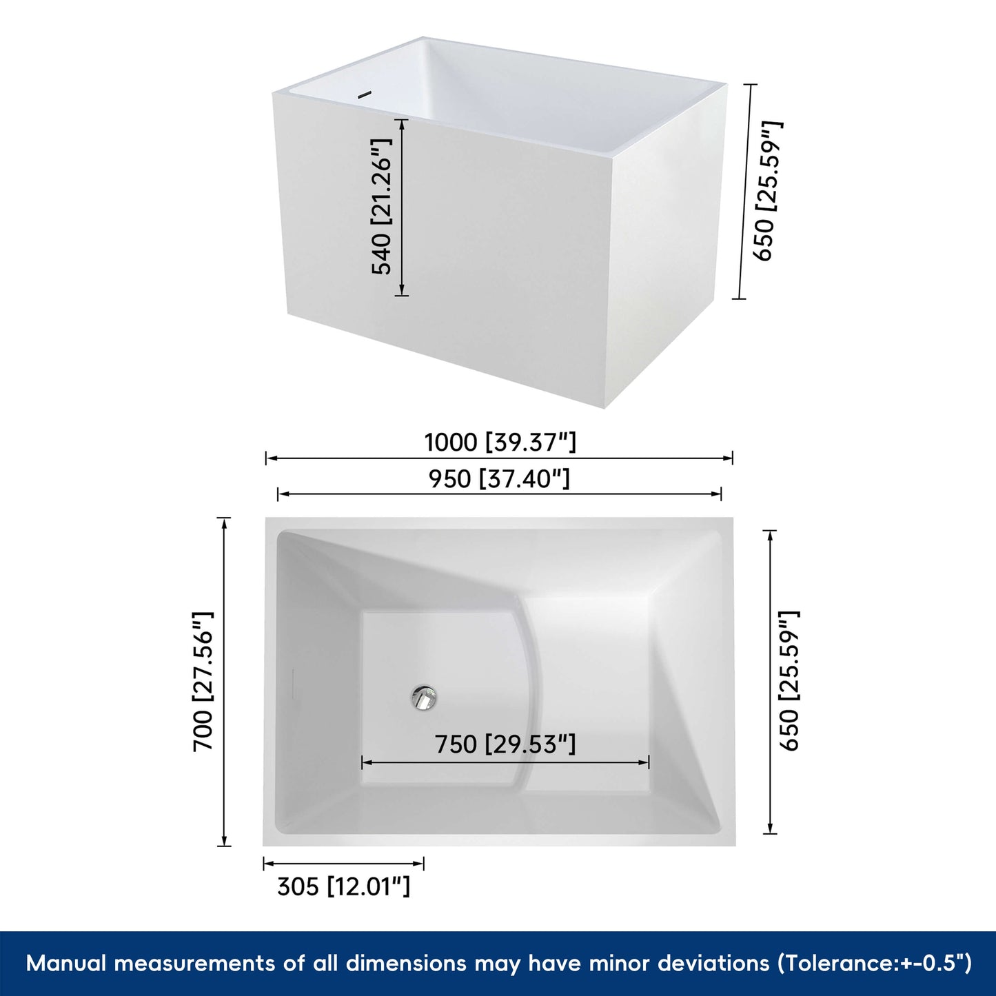 Medunjess 40'' Tranquility Freestanding acrylic bathtub