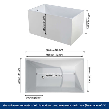 Medunjess 47'' Tranquility Freestanding acrylic bathtub
