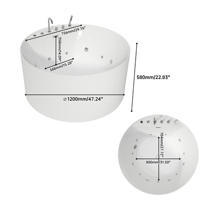 Medunjess 47" Compact Massage Bathtub with Whirlpool Jets for Small Bathrooms