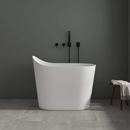 Medunjess 43''Artificial stone freestanding bathtub with seat (matte white)