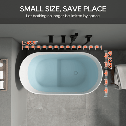 Medunjess 43''Artificial stone freestanding bathtub with seat (matte white)