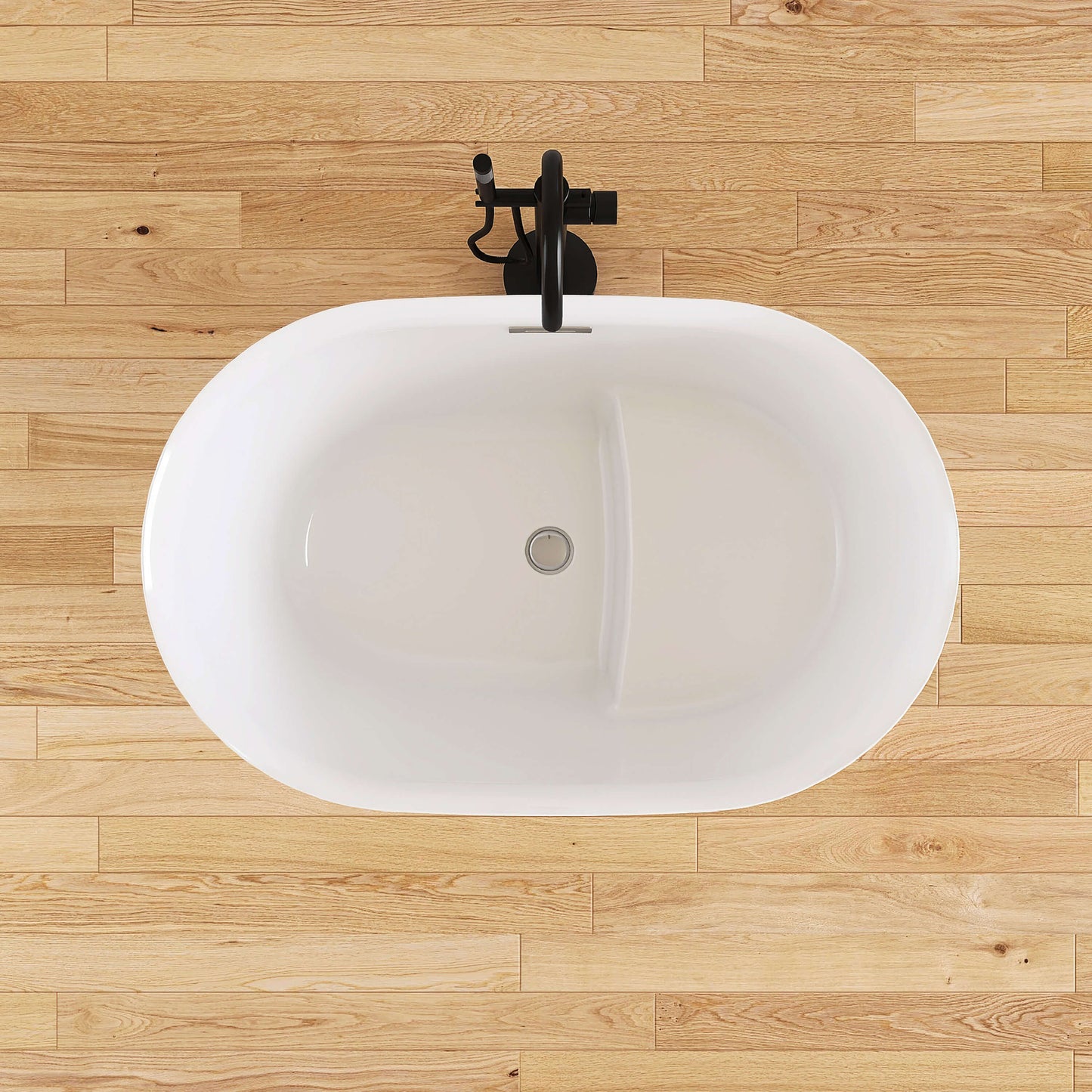 Medunjess 43'' Swan Freestanding acrylic bathtub with bench