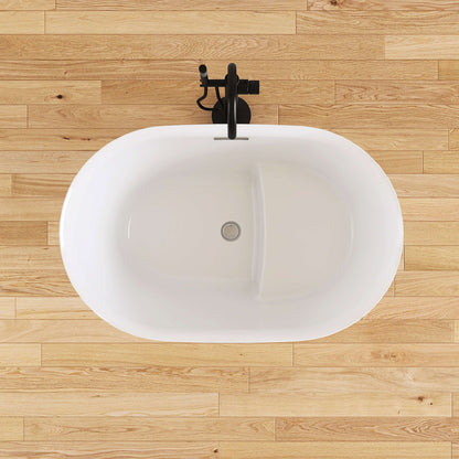 Medunjess 43'' Swan Freestanding acrylic bathtub with bench