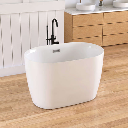 Medunjess 43'' Swan Freestanding acrylic bathtub with bench