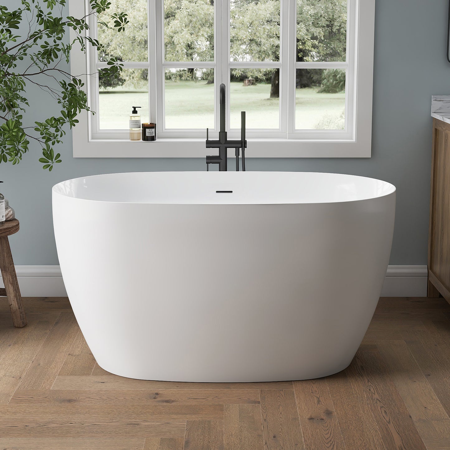 Medunjess 51'' Nimbus Freestanding Tub Deep Soaking Acrylic Bathtub