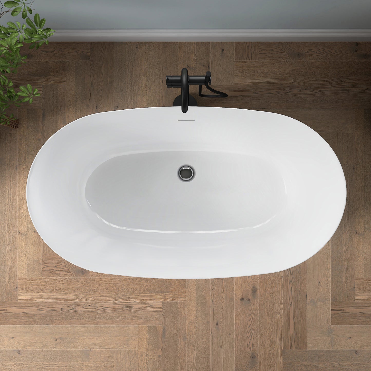 Medunjess 51'' Nimbus Freestanding Tub Deep Soaking Acrylic Bathtub