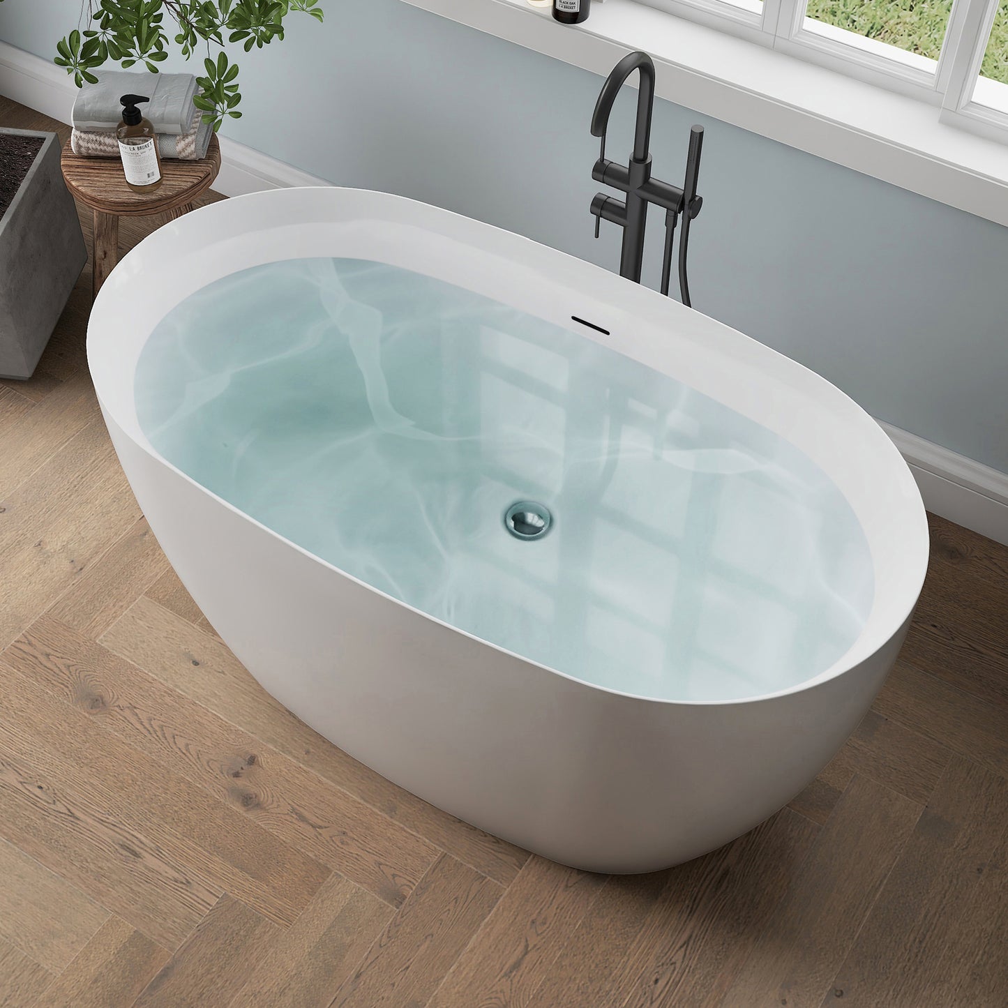Medunjess 51'' Nimbus Freestanding Tub Deep Soaking Acrylic Bathtub