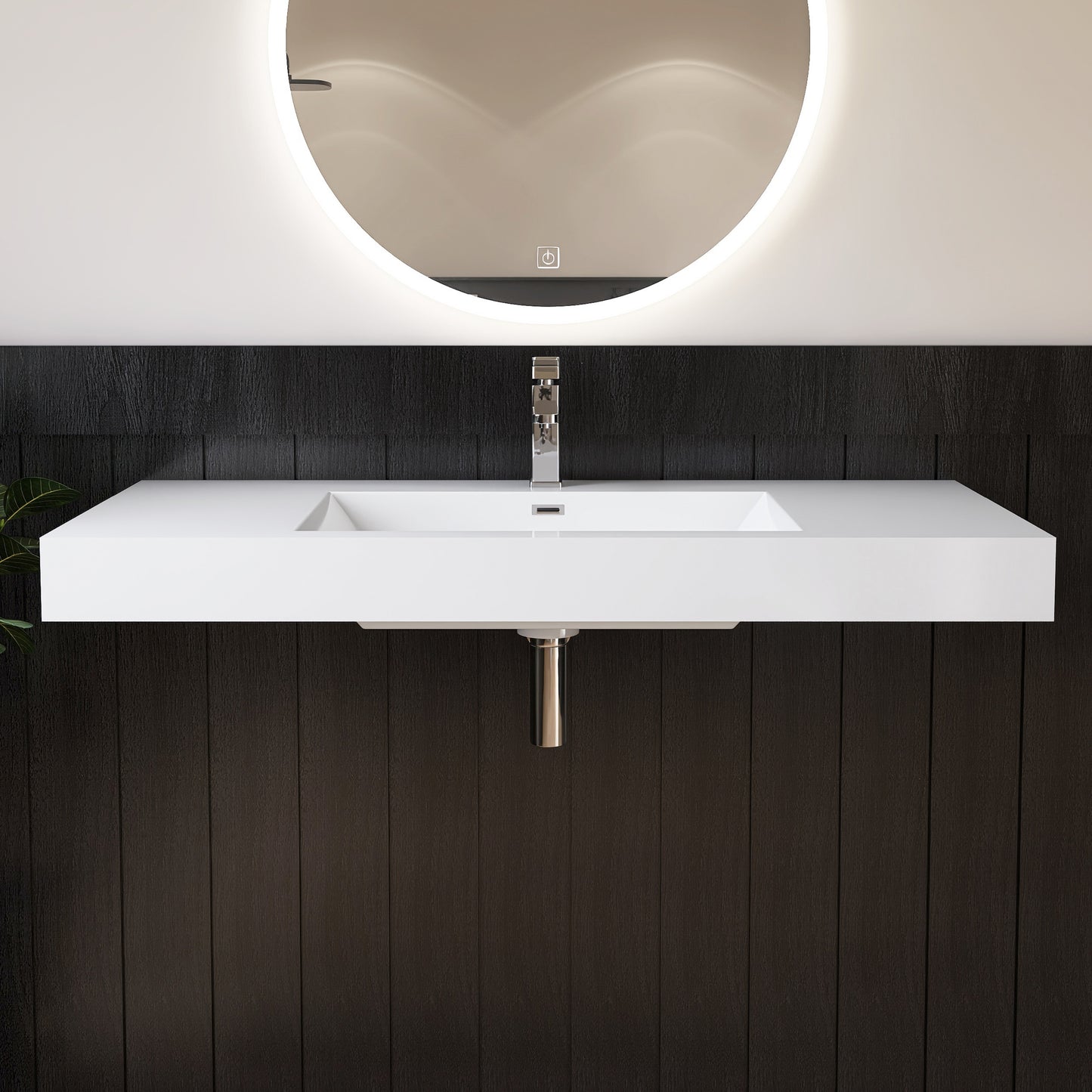 Medunjess 47" Precision Molded SMC Wall-Hung Bathroom Sink Single Basin