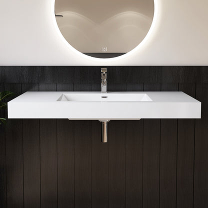 Medunjess 47" Precision Molded SMC Wall-Hung Bathroom Sink Single Basin