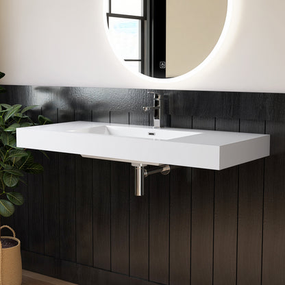 Medunjess 47" Precision Molded SMC Wall-Hung Bathroom Sink Single Basin