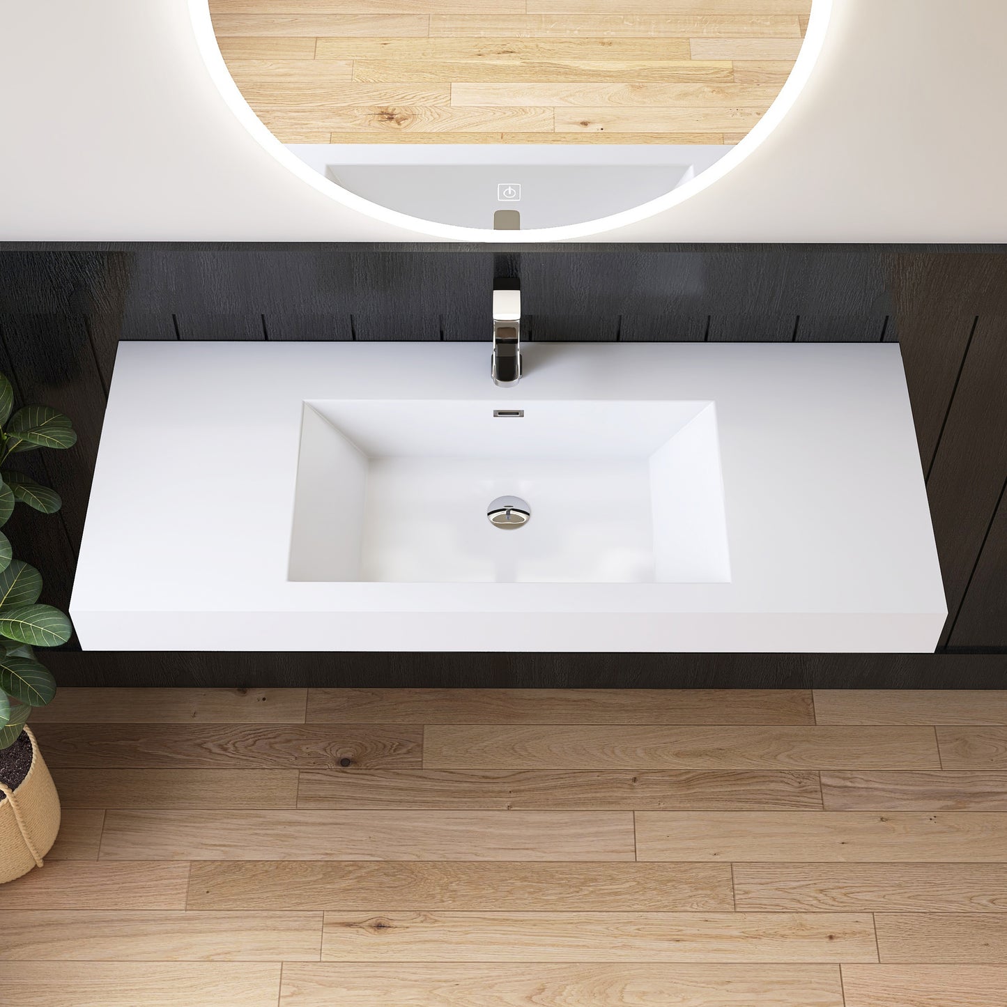 Medunjess 47" Precision Molded SMC Wall-Hung Bathroom Sink Single Basin