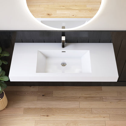 Medunjess 47" Precision Molded SMC Wall-Hung Bathroom Sink Single Basin