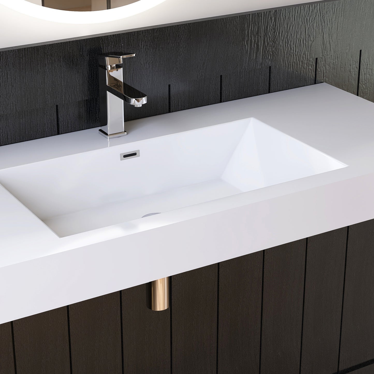 Medunjess 47" Precision Molded SMC Wall-Hung Bathroom Sink Single Basin