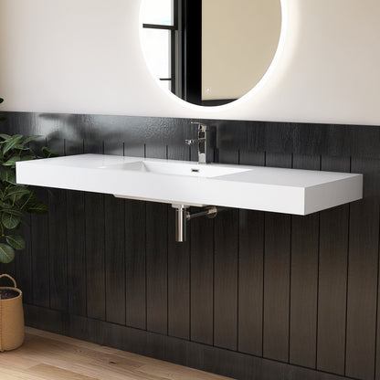Medunjess 59" SMC Wall-Hung Bathroom Sink Precision Molded Single Basin