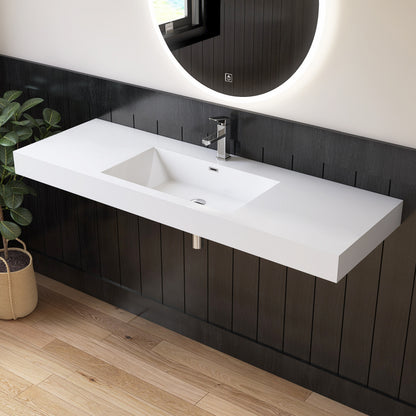 Medunjess 59" SMC Wall-Hung Bathroom Sink Precision Molded Single Basin