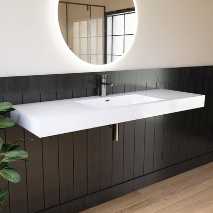 Medunjess 59" SMC Wall-Hung Bathroom Sink Precision Molded Single Basin