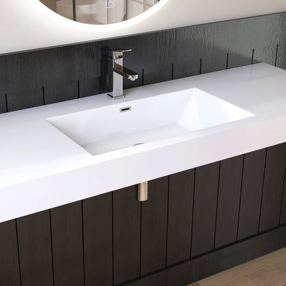 Medunjess 59" SMC Wall-Hung Bathroom Sink Precision Molded Single Basin