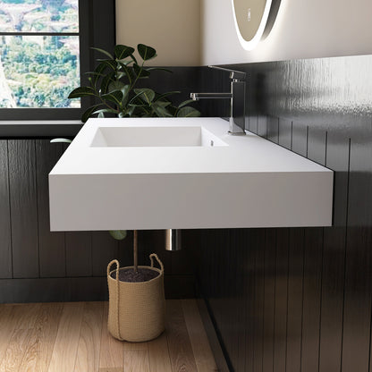 Medunjess 59" SMC Wall-Hung Bathroom Sink Precision Molded Single Basin