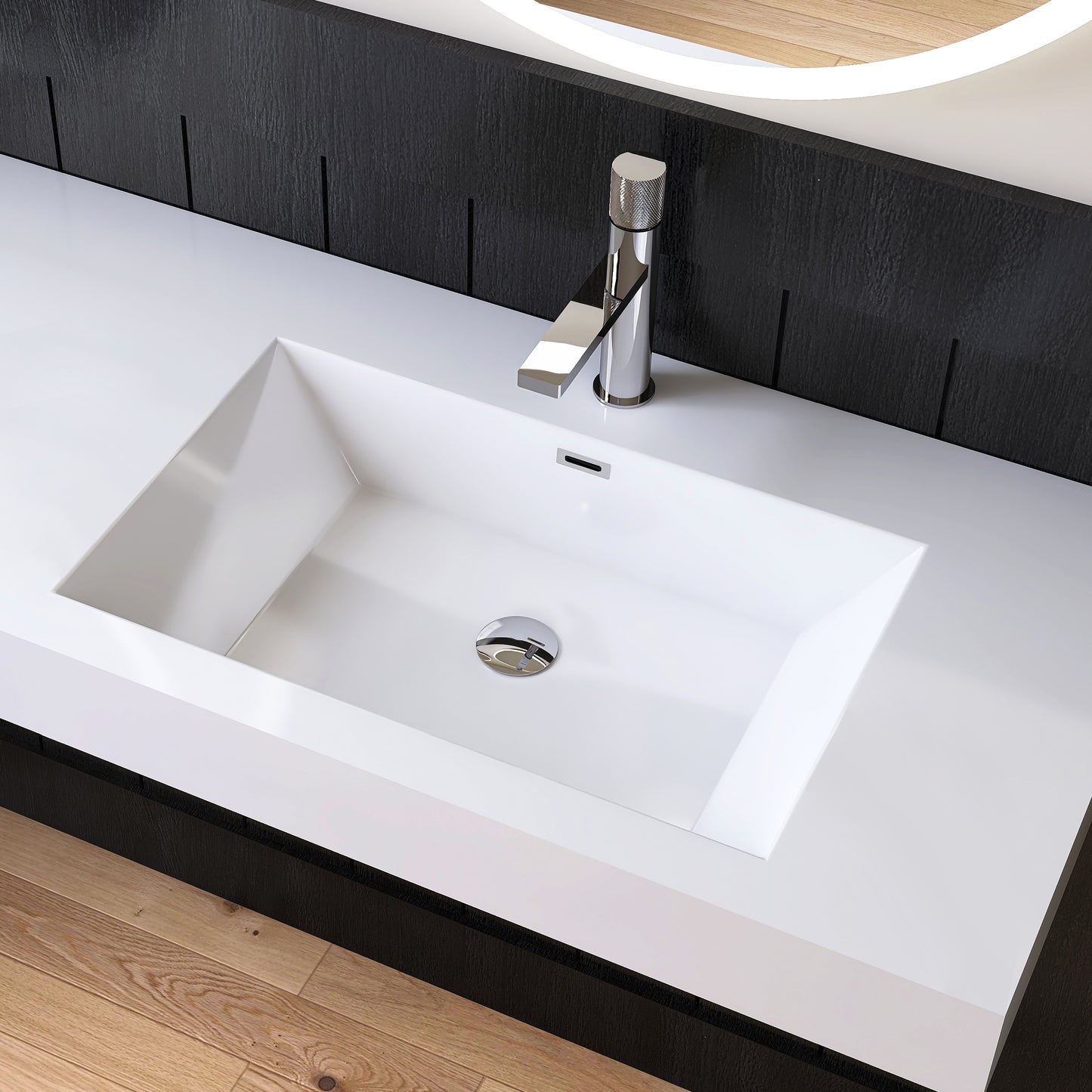 Medunjess 71" White SMC Wall-Hung Double Bathroom Sink