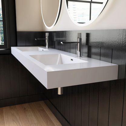 Medunjess 71" White SMC Wall-Hung Double Bathroom Sink