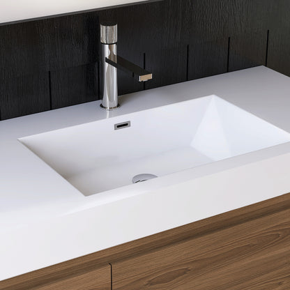 Medunjess 84" White Precision Molded SMC Wall-Hung Double Bathroom Sink