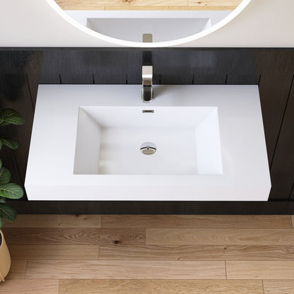 Medunjess 35" Precision Molded SMC Wall-Hung Bathroom Sink Single Basin