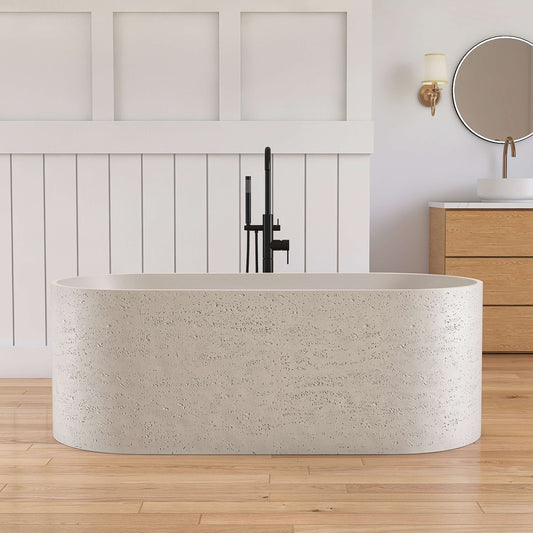 Medunjess 63'' Morae Freestanding Bathtub Solid Surface Stone