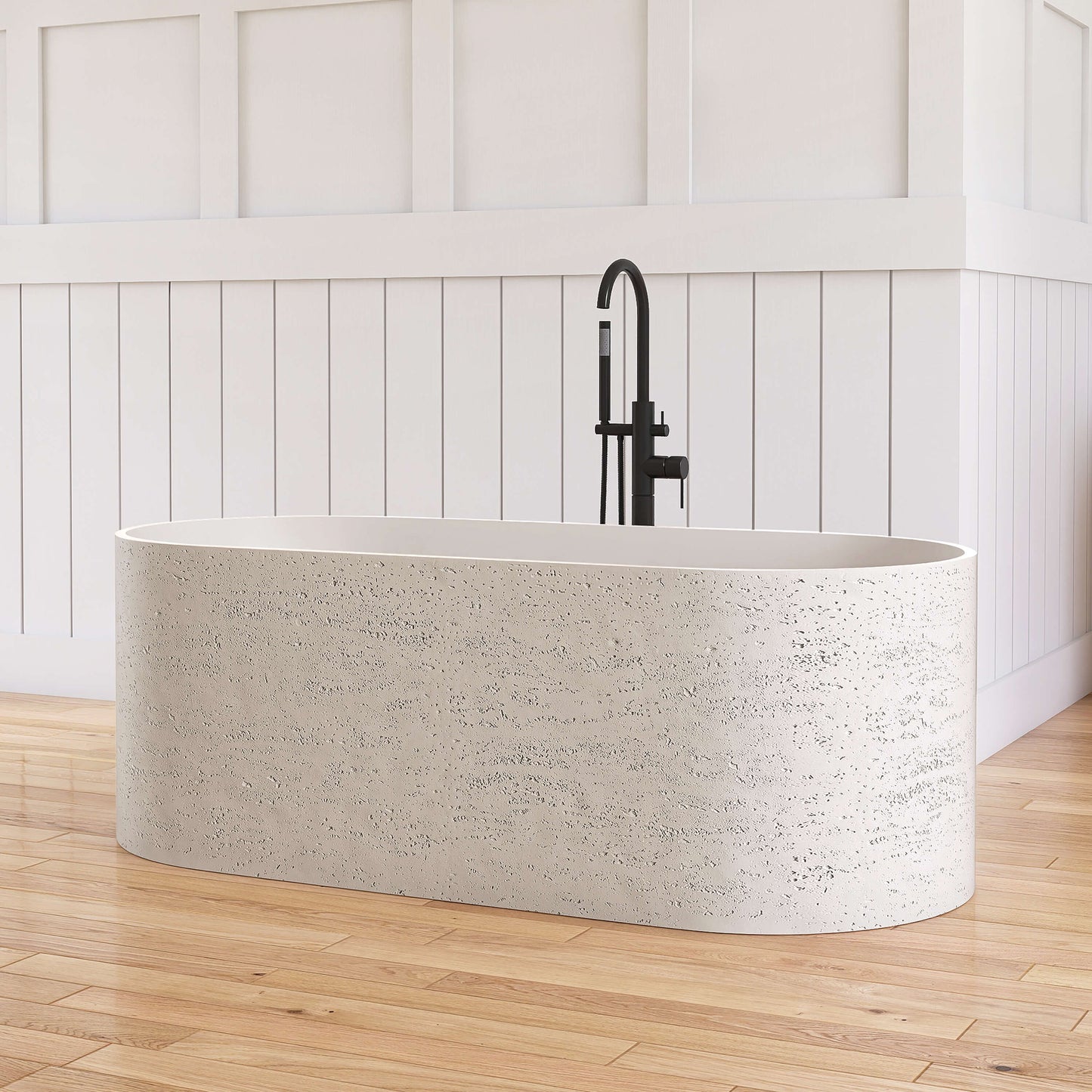 Medunjess 63'' Morae Freestanding Bathtub Solid Surface Stone