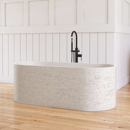 Medunjess 63'' Morae Freestanding Bathtub Solid Surface Stone