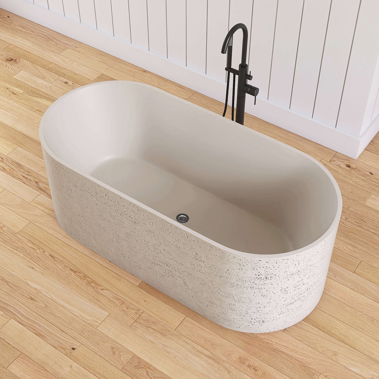 Medunjess 63'' Morae Freestanding Bathtub Solid Surface Stone