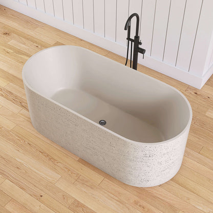 Medunjess 63'' Morae Freestanding Bathtub Solid Surface Stone